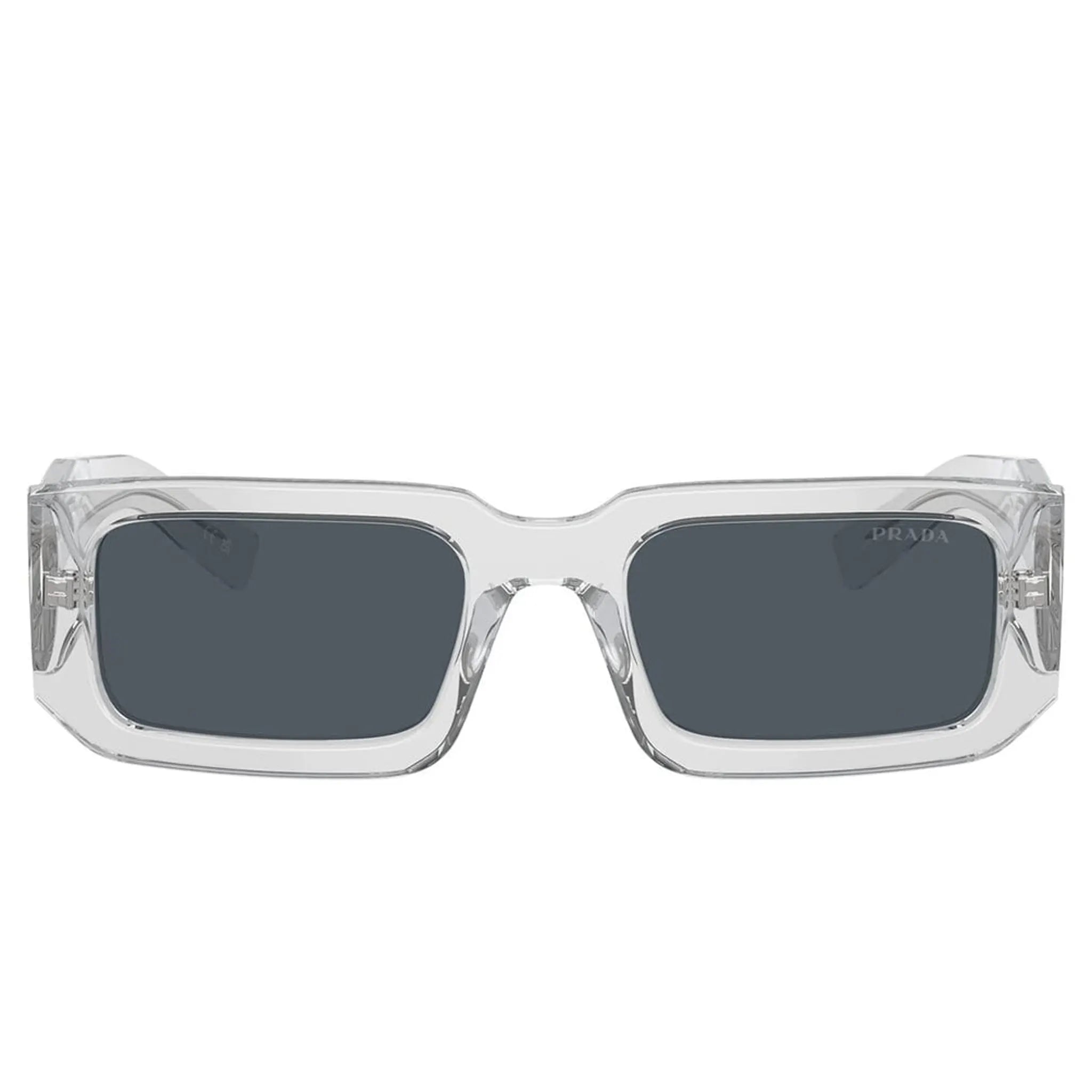 Front view of Prada PR 06YS 12R09T Transparent Grey Sunglasses
